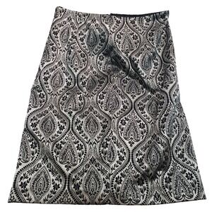 Worthington Jacquard Brocade A Line Skirt Women Size 16 Black White Damask